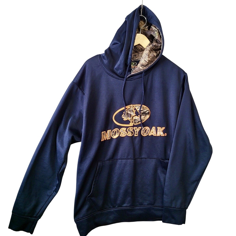 Mossy Oak Men's Hoodie XL‎ Blue Polyester Tagless Lined Long-sleeved Pullover